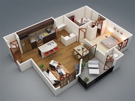 50 One “1” Bedroom Apartmenthouse Plans Architecture And Design
