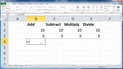 Excel 2010 Add Subtract Multiply And Divide Youtube