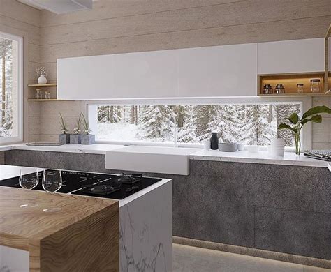 Дизайн интерьера Спб Мск в Instagram Кухня с островом и окном на
