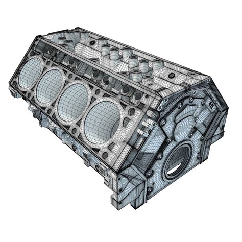 V8 Engine Block 3d Model Max Obj 3ds Fbx Lwo Lw Lws Hrc Xsi