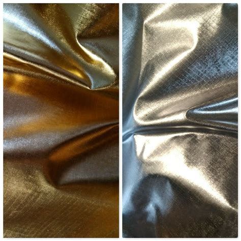Silver And Gold Coated Metalized Metallic Rip Stop Nylon Fabric Glossy