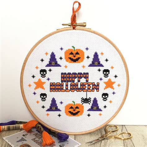 Happy Halloween Cross Stitch Kit For Beginners Hannah Hand Makes
