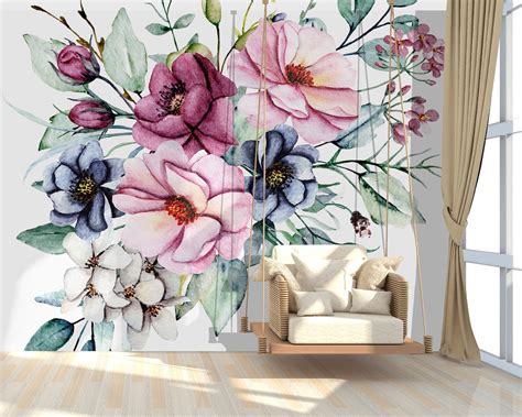 Floral Wallpaper Peel And Stick Wallpaper Self Adhesive Etsy Uk