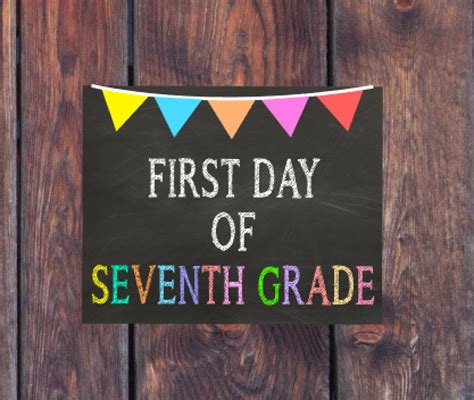 First Day Of Seventh Grade Chalkboard Sign First Day Of Junior