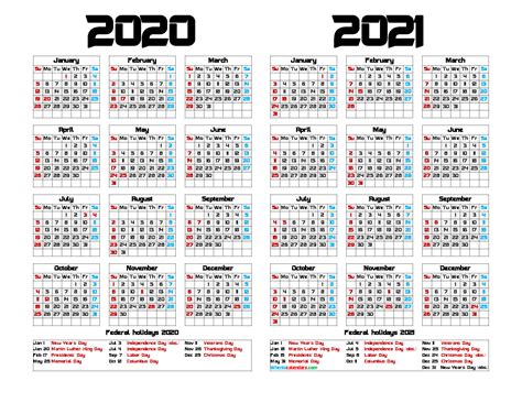 2020 And 2021 Calendar Template 6 Templates