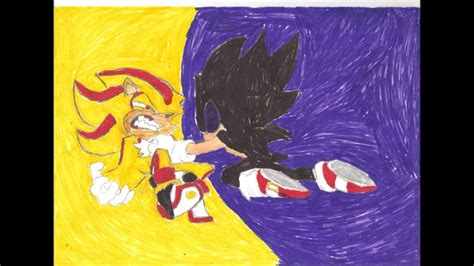How to draw super shadow vs dark sonic - YouTube