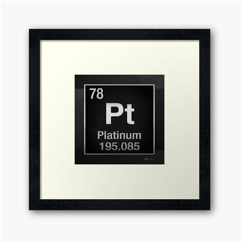 Periodic Table Of Elements Platinum Pt Platinum On Black Framed