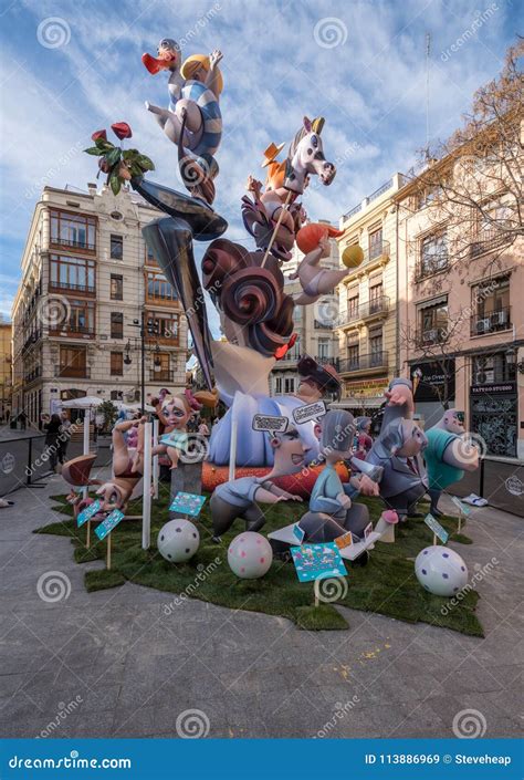 Complex Statues Created For The Fallas Festival In Valencia Editorial