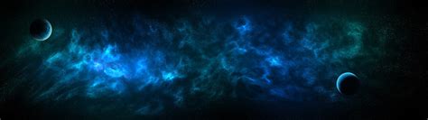 (expand) if you are here it is assumed you have a dual screen monitor or two monitors. space, blue, planet, dual display, nebula, stars ...