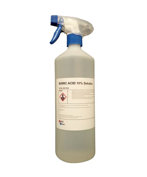 When you use a boric acid, it may cost around $7/oz. Boric Acid 10% Solution - 1L Trigger Spray - Trade Chemicals