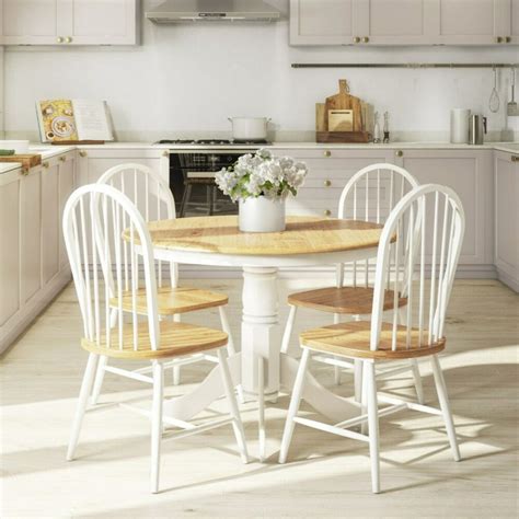 Moreover, you need to match that set of table and chairs with your kitchen decor, style, design, and color. Rhode Island Natural & White Round Kitchen Dining Table ...