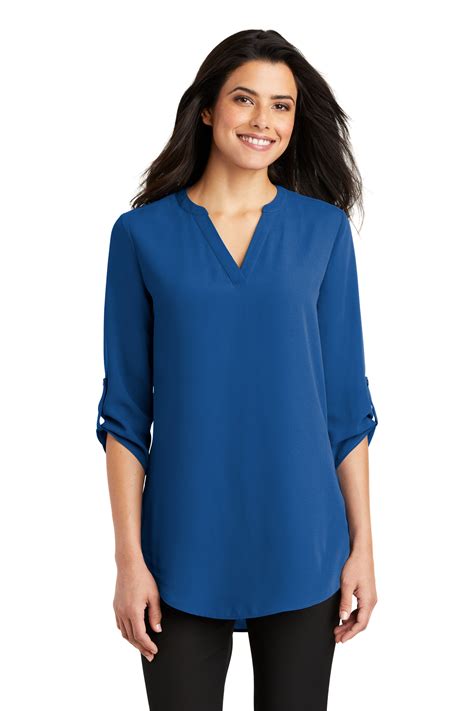 Port Authority Embroidered Women's 3/4-Sleeve Tunic Blouse | Women's ...