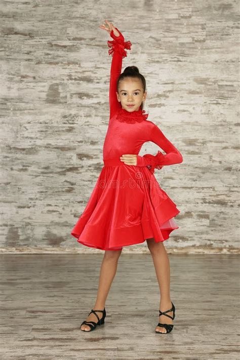 Beautifully Dressed Little Girl Dancing In Studio Stock Image Image