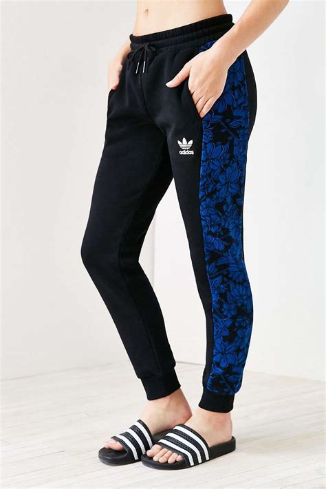 Adidas Blue Floral Jogger Pant Urban Outfitters Tracksuit Women Floral Joggers Joggers Outfit
