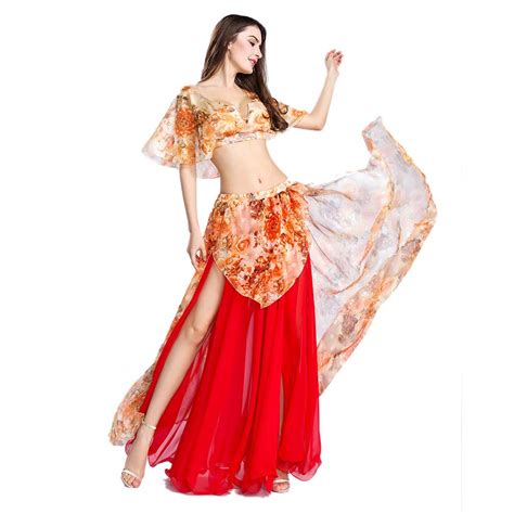 Buy Belly Dance Top And Skirt 2pce Belly Dance Set Sexy Belly Dance Costumes Suit Practice
