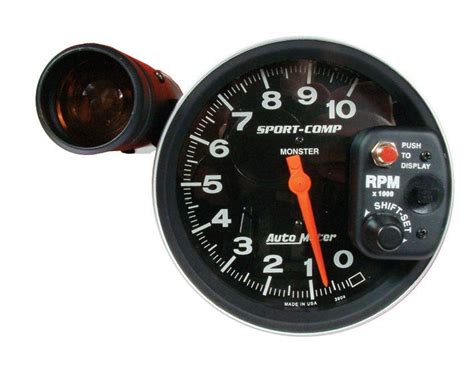 Autometer Sport Comp Monster Tachometer 10k Rpm 5 Inch With Shift Light