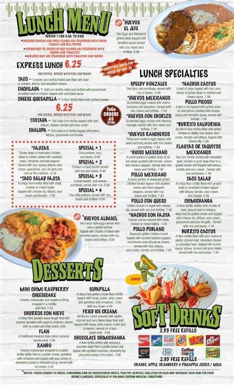 Fort oglethorpe (ga), 30742, united states. Menu of El Cactus Mexican Grille in Fort Oglethorpe, GA 30742