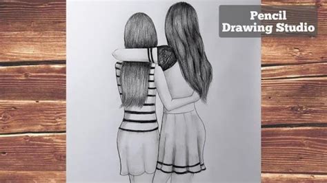 Best Friends Pencil Sketch Tutorial How To Draw Two Friends Hugging In 2020 Pencil