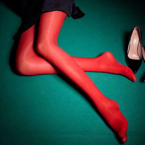 women s red 30d oily gloss pantyhose sheer tights plusock