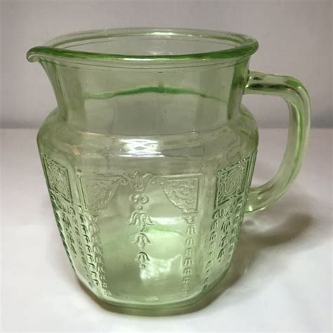 Vintage Anchor Hocking Green Depression Glass Uranium Princess Pattern