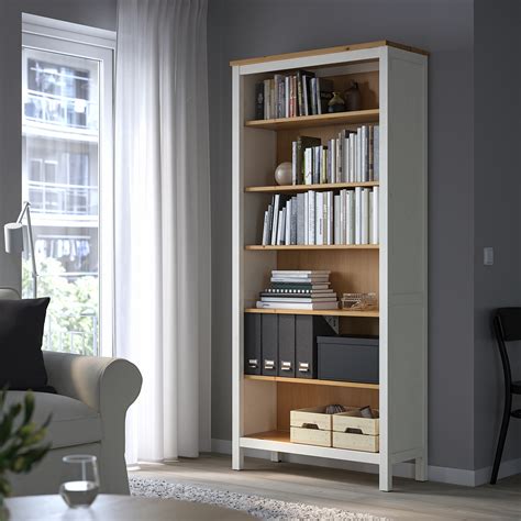 Hemnes Bookcase White Stainlight Brown 90x197 Cm Ikea Latvija