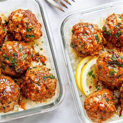 Garlic Butter Chicken Meatballs Meal Prep Recipe with ...