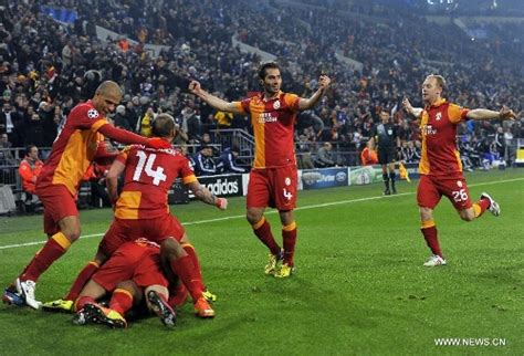 Galatasaray Celebrate Victory Against Schalke In Uefa Champions League