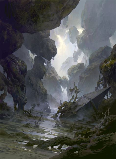 Magic The Gathering： Basic Lands Tianhua Xu Fantasy Landscape