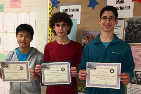 Columbia Wins Math League Regional Division East Greenbush Csd