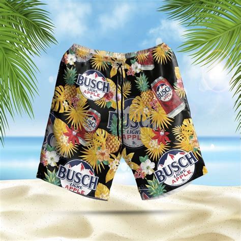 Busch Light Apple Floral Hawaiian Shirt And Beach Shorts Meteew