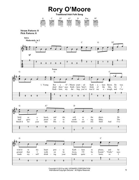 Rory Omoore By Irish Folk Song Easy Guitar Tab Guitar Instructor