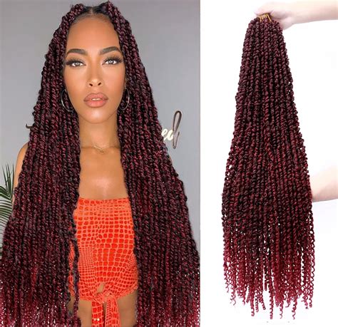 Buy 30 Inch Passion Twist Pre Twisted Ombre Red Crochet Hair6packs Bohemian Burdy Long Passion