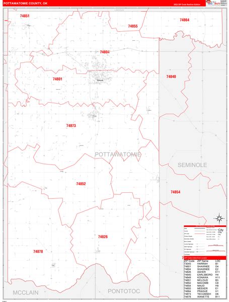Wall Maps Of Pottawatomie County Oklahoma