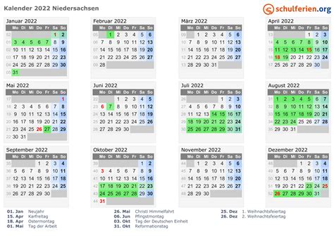 Schulkalender 2020/21 bayern mit ferien und feiertagen als vorlagen für pdf (adobe acrobat). Kalender 2022 + Ferien Niedersachsen, Feiertage