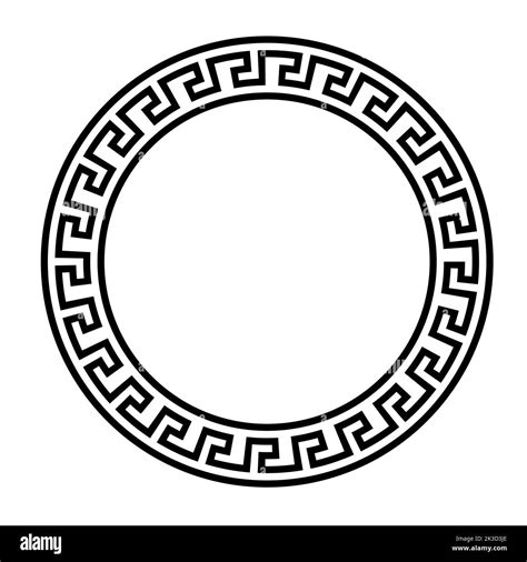 Ancient Greek Key Black Frame Pattern Round Antique Border From Greece