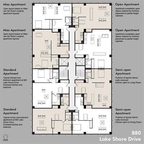 The Floor Plan For An Apartment In Lake Shore Drive Which Is Located