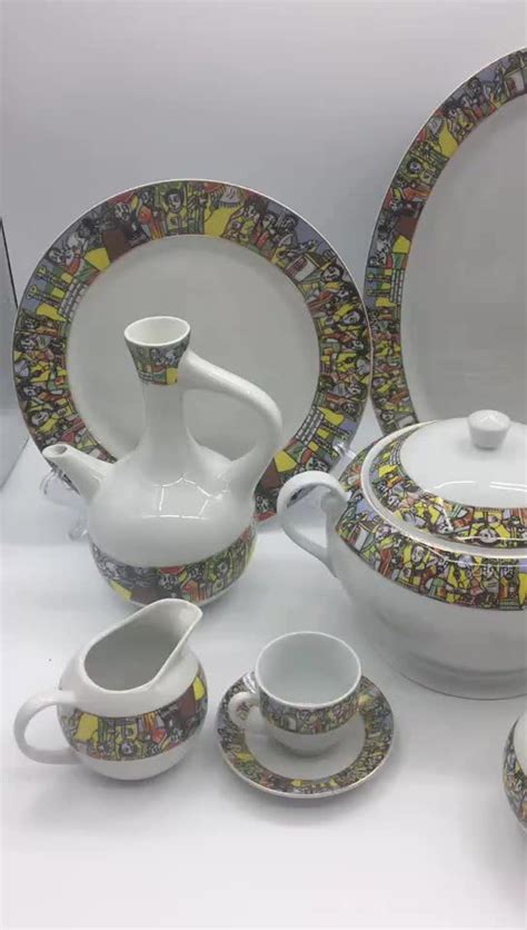 Ceramic Dinnerware Traditional Art Saba Design Ethiopian