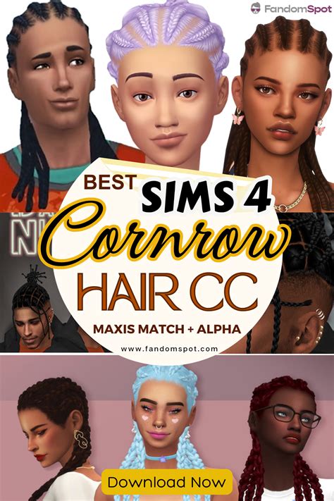 Sims 4 Cornrow Hair Cc Maxis Match Alpha Cornrows Maxis Match Sims