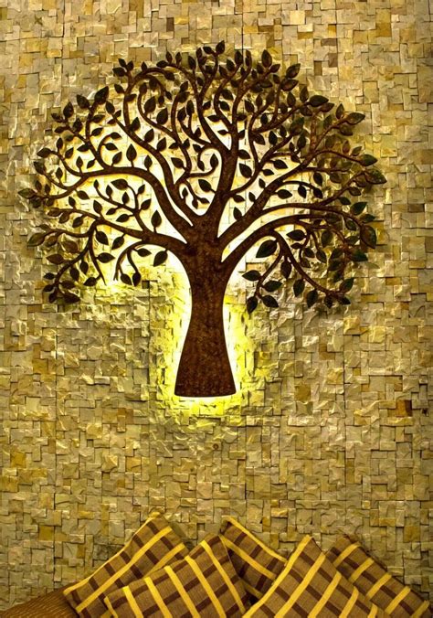 Remove decorations and other objects from the wall. Lighting tree wall art laser cut - Makerbhawan
