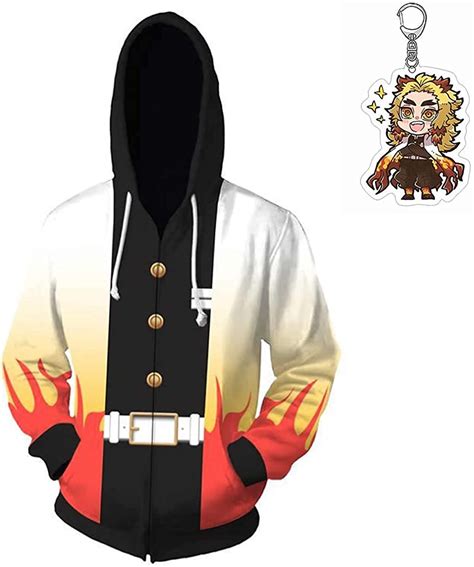 Tugia Rengoku Kyoujurou Costume Hoodieanime Demon Slayer Cosplay