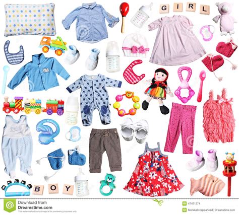 Clothes And Accessories For Baby Boy And Girl Stock Photo