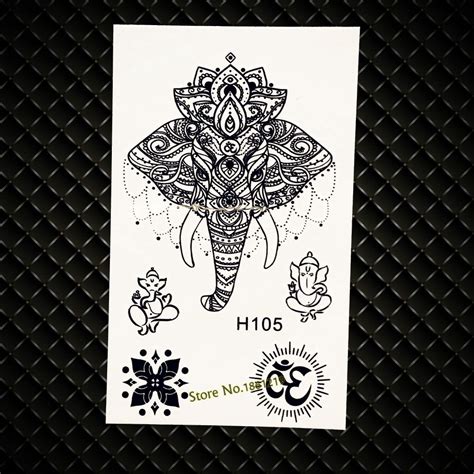 black henna ganesha waterproof temporary tattoo stickers gh105 fake flash mehndi tattoo paste