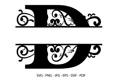 Free Split Monogram Alphabet SVG