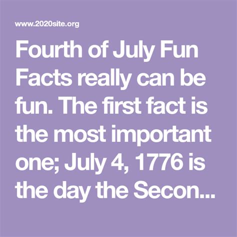 Fourth Of July Fun Facts Really Can Be Fun The First Fact Is The Most