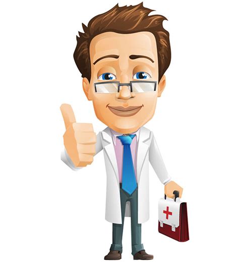 Male Doctor Vector Character With Case Vector Characters