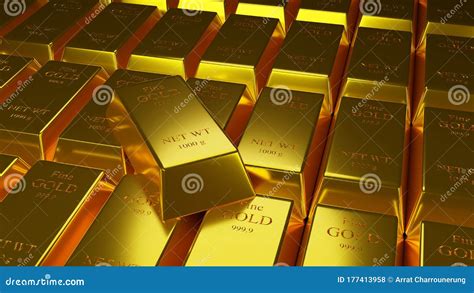 3d Illustartion Of Gold Bars 1000 Grams Pure Gold Stock Photo Image