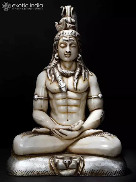 27 Lord Shiva In Meditation Handmade White Marble Shiva Mahadeva
