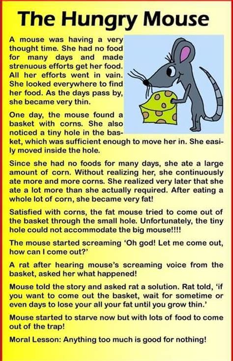 Reading comprehension and vocabulary worksheets are also available for download. The Hungry Mouse | English stories for kids, English story ...