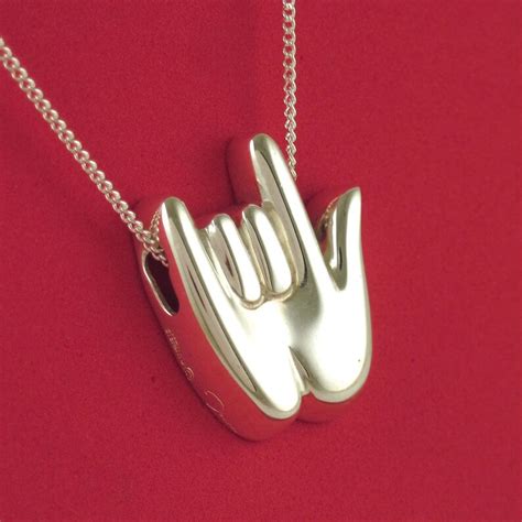 Sign Language I Love You Silver Hand Pendant With Chain Etsy