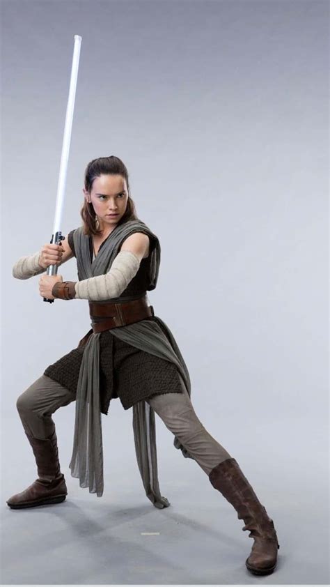 Star Wars The Last Jedi Daisy Ridley As Rey Promo Post With Prop Lightsaber Cast Wars